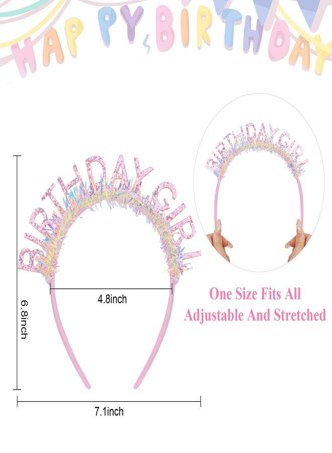 CAVETEE Birthday Headband for Women and Girl, Happy Birthday Decorations Tiara and Crown for Women Party Gift (Pink) - Image 2