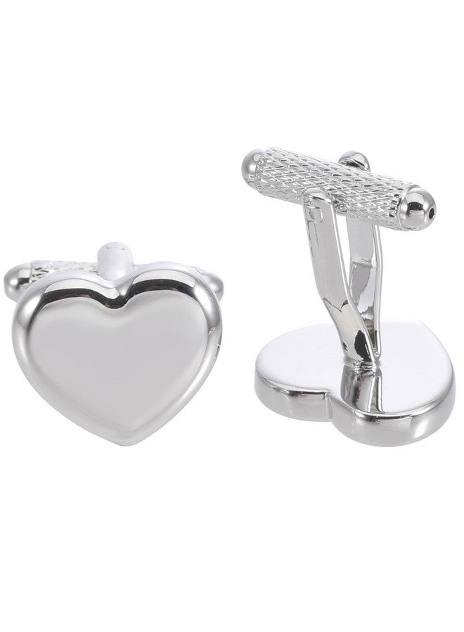 Jonwo Shiny Love Heart Shape Cufflinks For Men Lady In Gift Case Silver Tone Polished Metal Men'S Cufflinks Jewelry For Wedding Anniversary Business Party Events Tuxedo Dress Shirt - Image 3