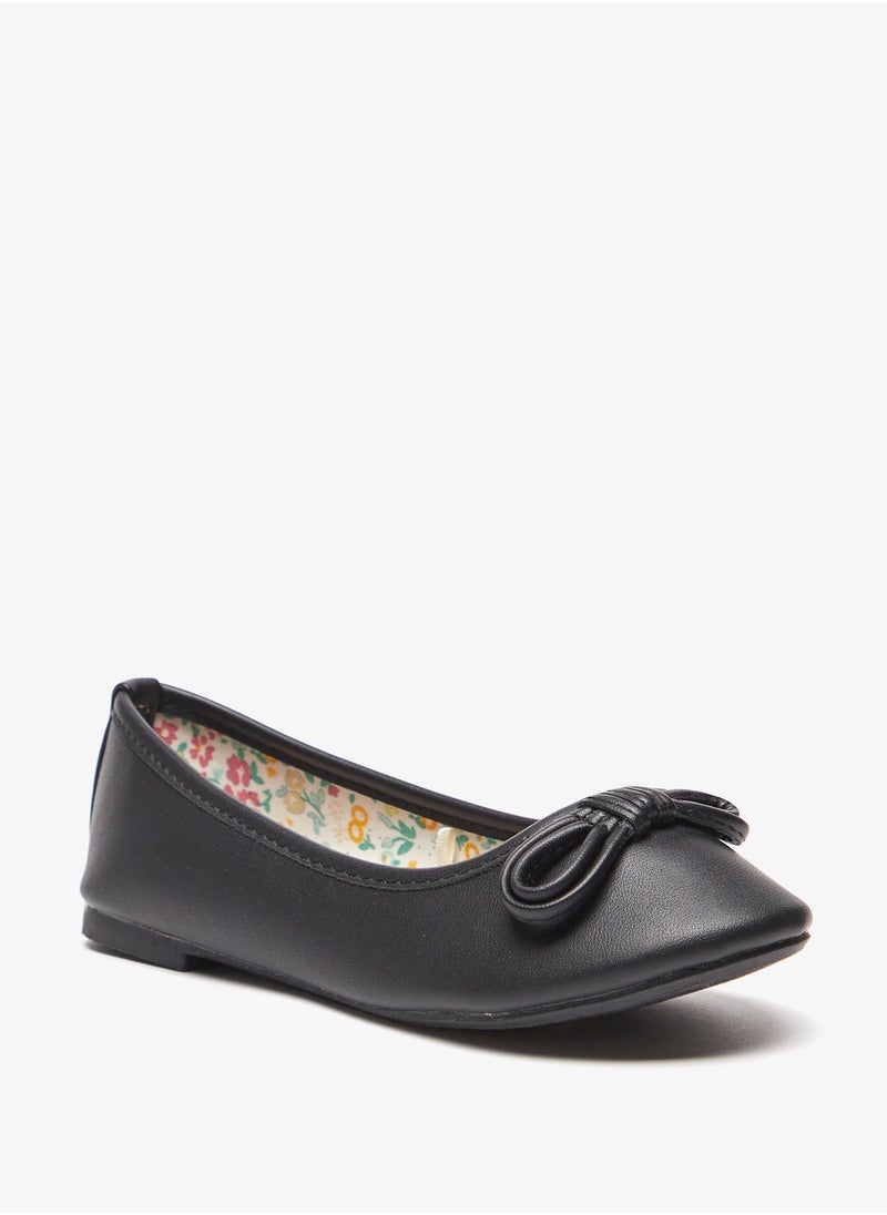 Flora Bella By Shoexpress Girls Solid Slip On Ballerina Shoes with Bow Accent  - Image 3