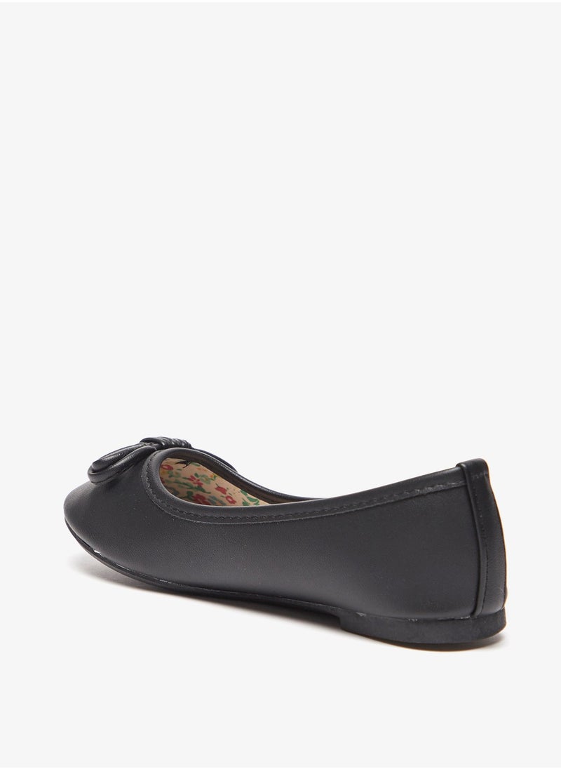 Flora Bella By Shoexpress Girls Solid Slip On Ballerina Shoes with Bow Accent  - Image 2