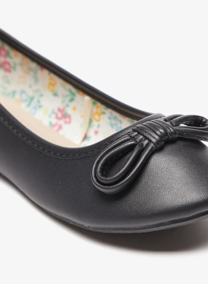 Flora Bella By Shoexpress Girls Solid Slip On Ballerina Shoes with Bow Accent