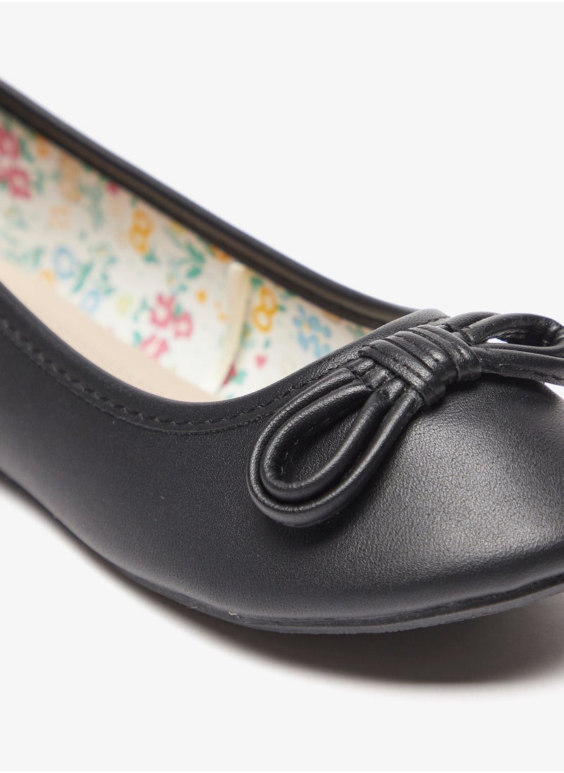 Flora Bella By Shoexpress Girls Solid Slip On Ballerina Shoes with Bow Accent  - Image 4