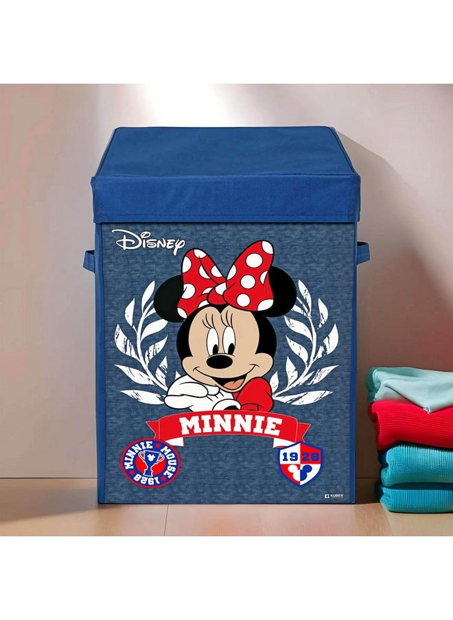Kuber Industries Kuber Industries Disney Minnie Print Foldable Laundry Basket|Clothes Storage Basket With Handle & Lid,60 Ltr.(Navy Blue)  - Image 2