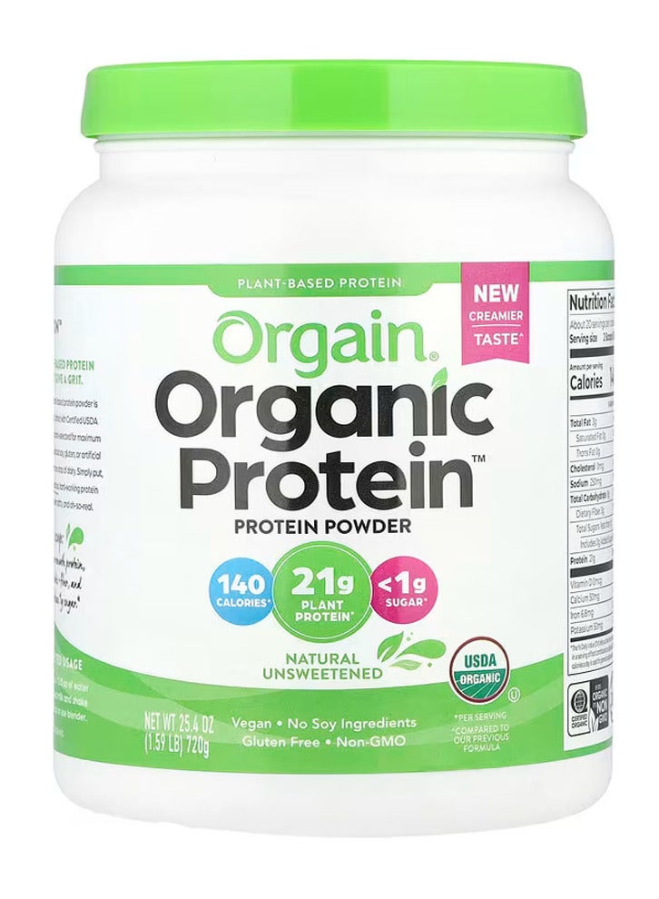 Orgain Organic Protein Powder Plant Based Natural Unsweetened 720 g - Image 1