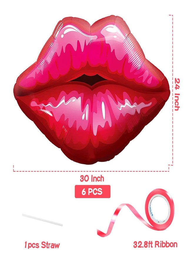 Fangoo 6 PCS Red Lip Balloon Set, Hot Pink Kiss Decorations, Huge Lips Foil Balloons for Wedding, Valentine's Day, Engagement, Galentine's Day Party Decor - Image 4