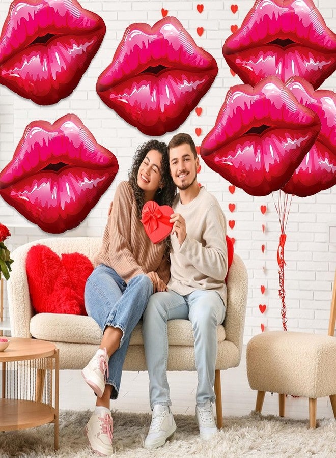 Fangoo 6 PCS Red Lip Balloon Set, Hot Pink Kiss Decorations, Huge Lips Foil Balloons for Wedding, Valentine's Day, Engagement, Galentine's Day Party Decor - Image 2