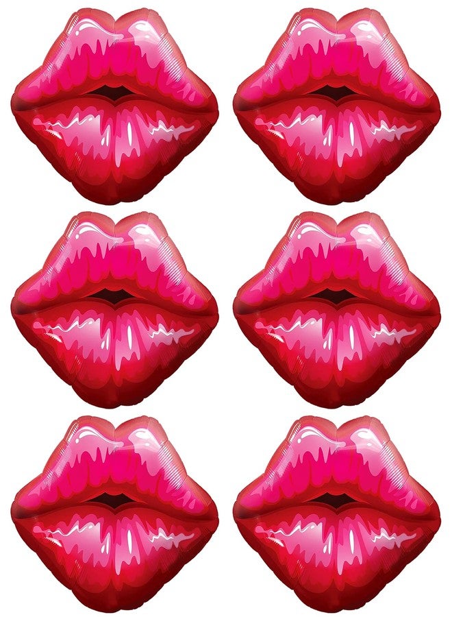 Fangoo 6 PCS Red Lip Balloon Set, Hot Pink Kiss Decorations, Huge Lips Foil Balloons for Wedding, Valentine's Day, Engagement, Galentine's Day Party Decor - Image 1