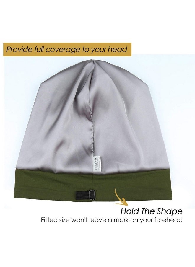FocusCare - Dreadlock Cap Silk Satin Lined Large Head Army Green - Image 1