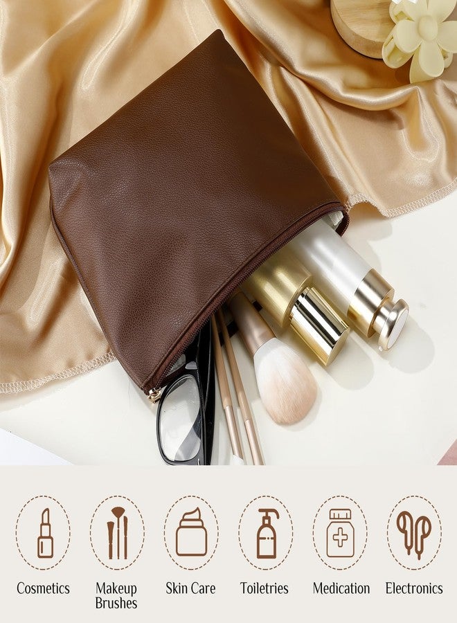 Kigeli Christmas Gift for Women PU Leather Makeup Bag Gift Cosmetic Pouch for Purse Waterproof with PU Leather Travel Toiletry Organizer with Zipper for Women Bridesmaid Friend(Coffee) - Image 3