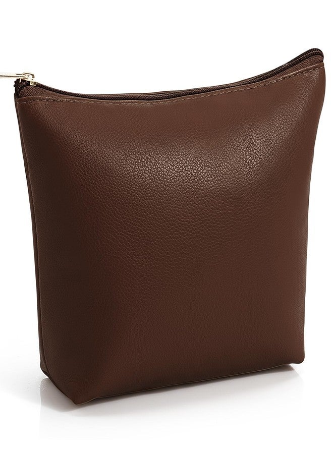 Kigeli Christmas Gift for Women PU Leather Makeup Bag Gift Cosmetic Pouch for Purse Waterproof with PU Leather Travel Toiletry Organizer with Zipper for Women Bridesmaid Friend(Coffee) - Image 1
