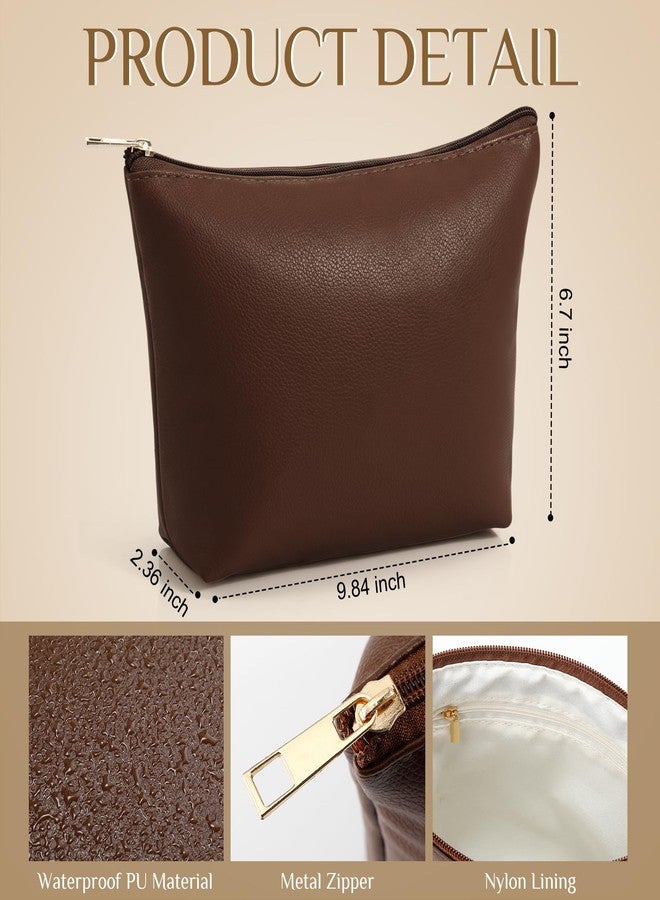 Kigeli Christmas Gift for Women PU Leather Makeup Bag Gift Cosmetic Pouch for Purse Waterproof with PU Leather Travel Toiletry Organizer with Zipper for Women Bridesmaid Friend(Coffee) - Image 2