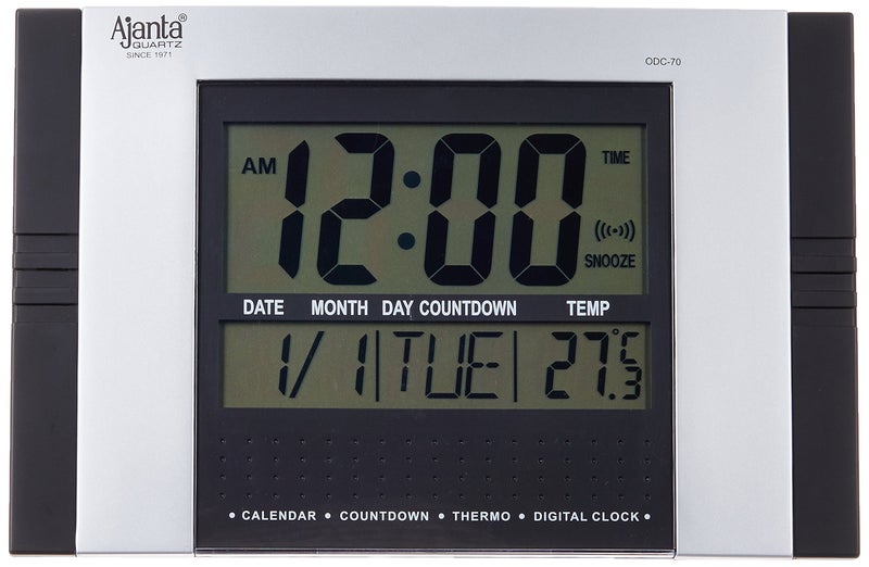 Ajanta Quartz Plastic Rectangle Digital Alarm Wall Clock (29 cm x 19 cm x 2.5 cm, Black, ODC 70) - Image 5