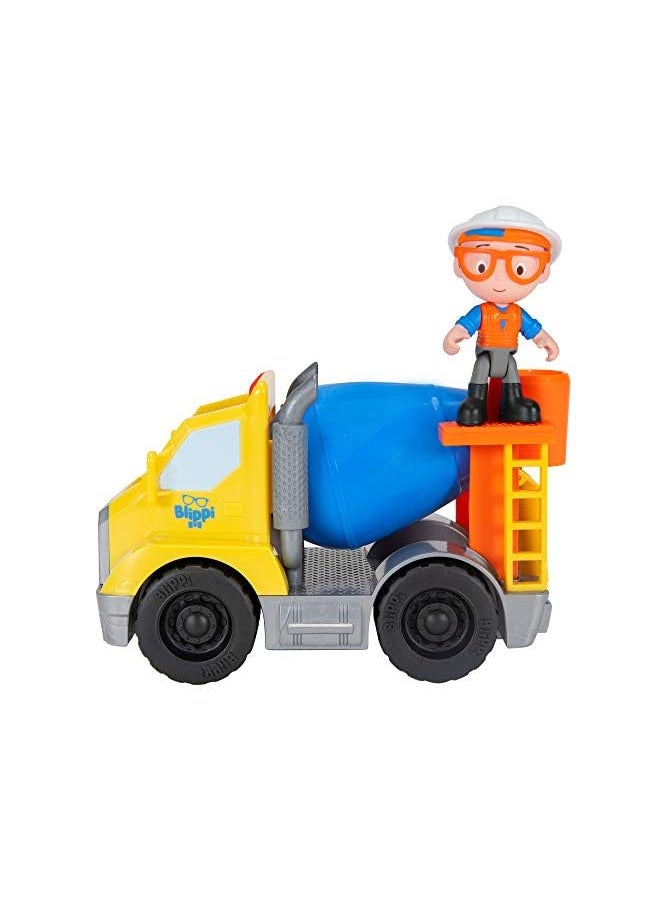 Blippi - Cement Truck - Mini Vehicle with Freewheeling Features Including 2” Character Toy Figure Construction Worker - Imaginative Play for Toddlers and Young Kids - Image 1