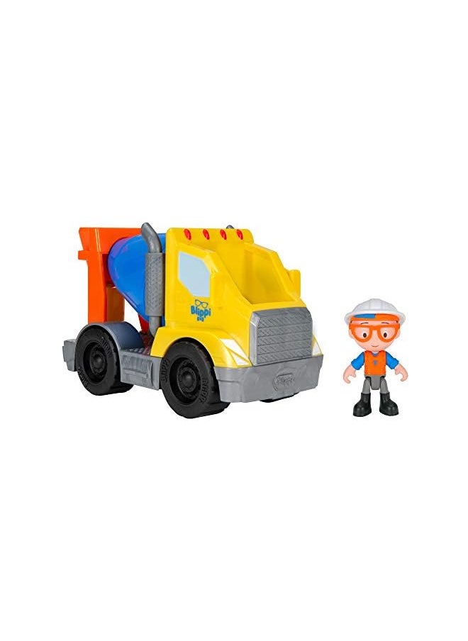 Blippi - Cement Truck - Mini Vehicle with Freewheeling Features Including 2” Character Toy Figure Construction Worker - Imaginative Play for Toddlers and Young Kids - Image 1