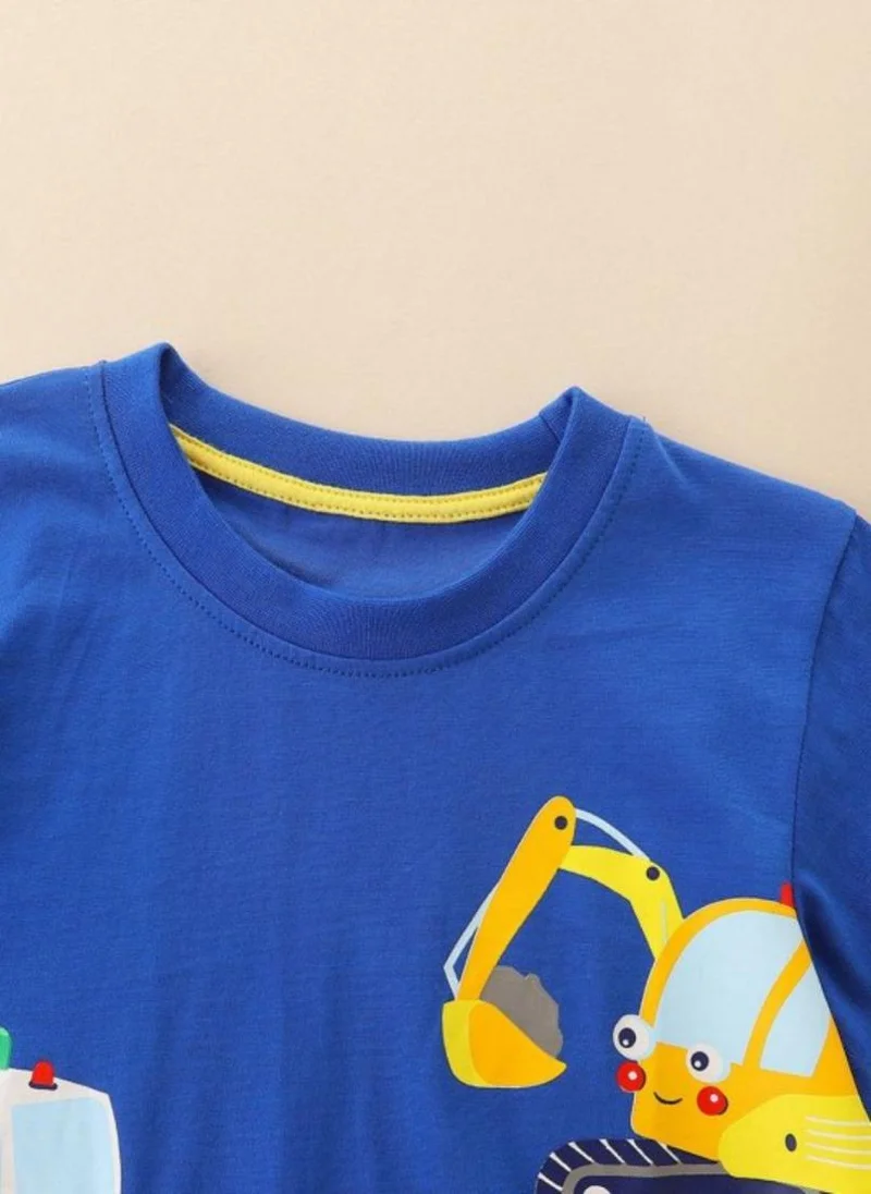 YUNIQEE Blue Conversational Printed Round Neck T-shirt