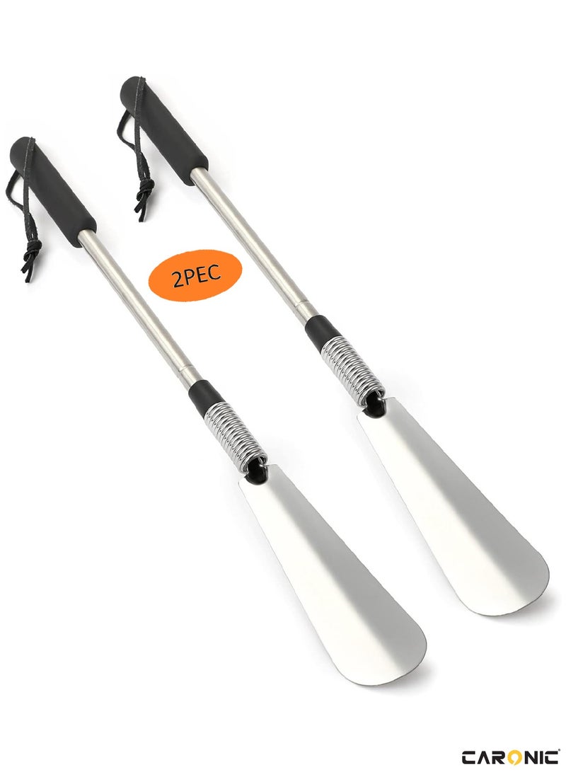 CARONIC Shoe Horn Lifter 60.5Cm Shoe Helper Metal Shoe Horn For Men Kids Or Adults Stainless Steel Spring Shoehorn - Image 1
