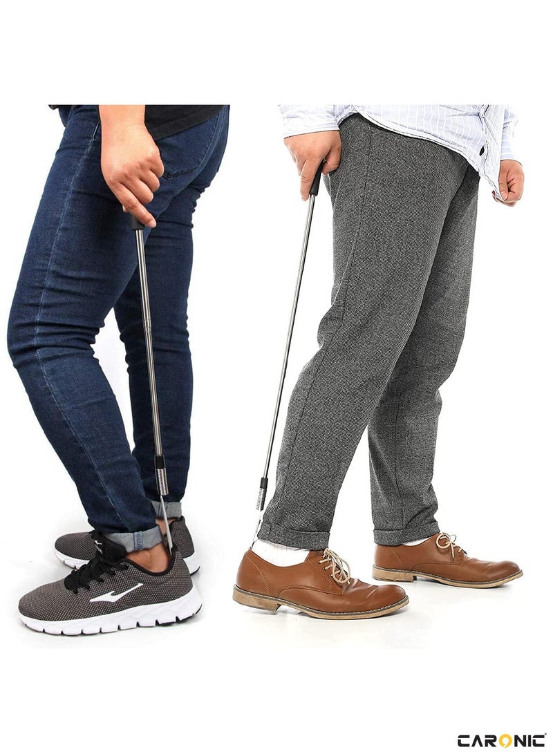 CARONIC Shoe Horn Lifter 60.5Cm Shoe Helper Metal Shoe Horn For Men Kids Or Adults Stainless Steel Spring Shoehorn - Image 3