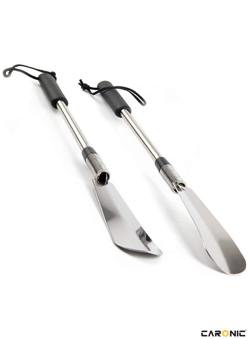 CARONIC Shoe Horn Lifter 60.5Cm Shoe Helper Metal Shoe Horn For Men Kids Or Adults Stainless Steel Spring Shoehorn - Image 2