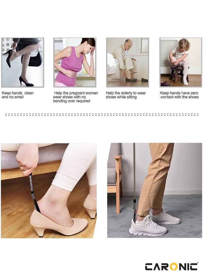 CARONIC Shoe Horn Lifter 60.5Cm Shoe Helper Metal Shoe Horn For Men Kids Or Adults Stainless Steel Spring Shoehorn - Image 5