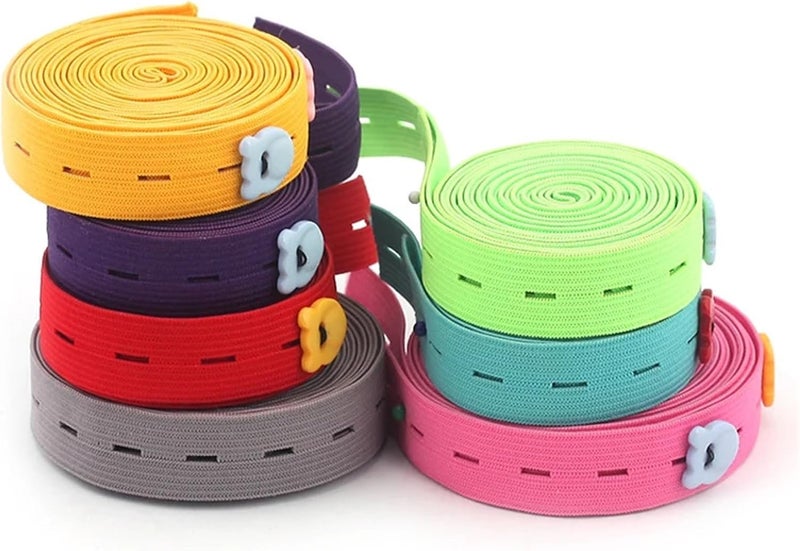 Elastic Band For Sewing 15Pcs 18mm Colorful Adjustable Flat Elastic Band with Button Holes for Baby Diaper Pregnant Garment Sewing Accessories 1M(18mm green) - Image 3
