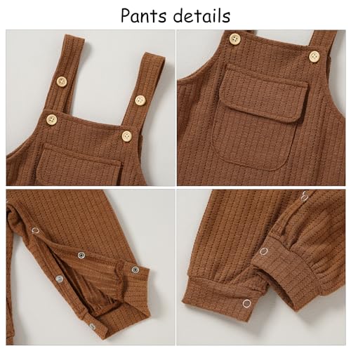 CARETOO Baby Boy Clothes Infant Overall For Boys Western Boys Clothes Infant Baby Boy Halloween Pants Outfits Long Sleeve Shirts Pumpkin Pants Infant Fall Winter Clothes Set - Image 2