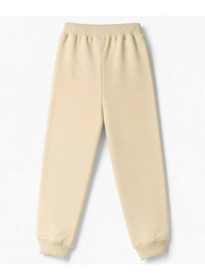 Babyhug Babyhug Cotton Terry Knit Full Length Lounge Pants With Text Print - Beige