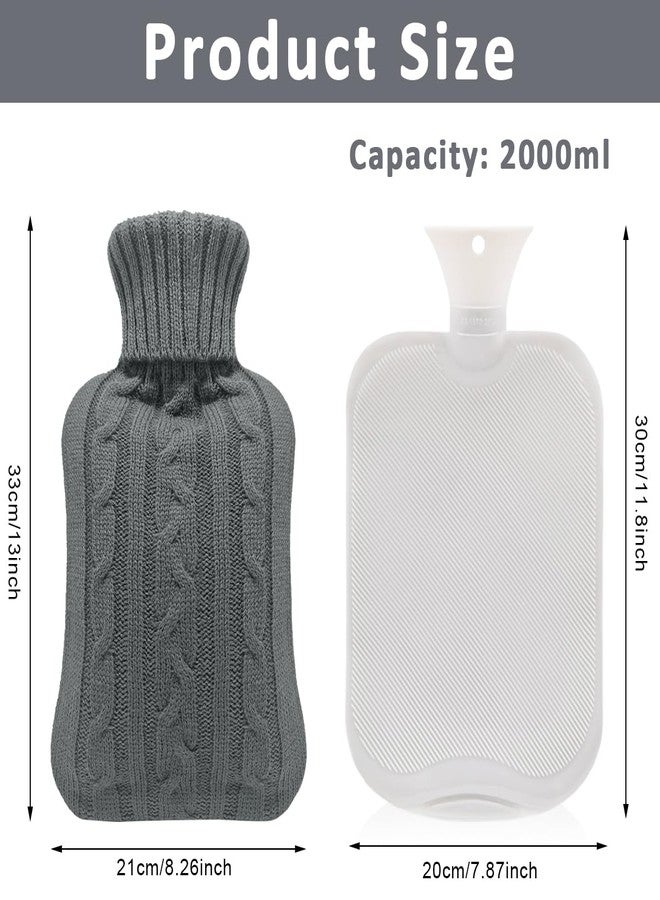HANNEA® 2L Hot Water Bottle with Soft Knitted Cover, Anti-leak Sealing Stopper for Menstrual Cramps Relief, Hot Compress Therapy - Image 2