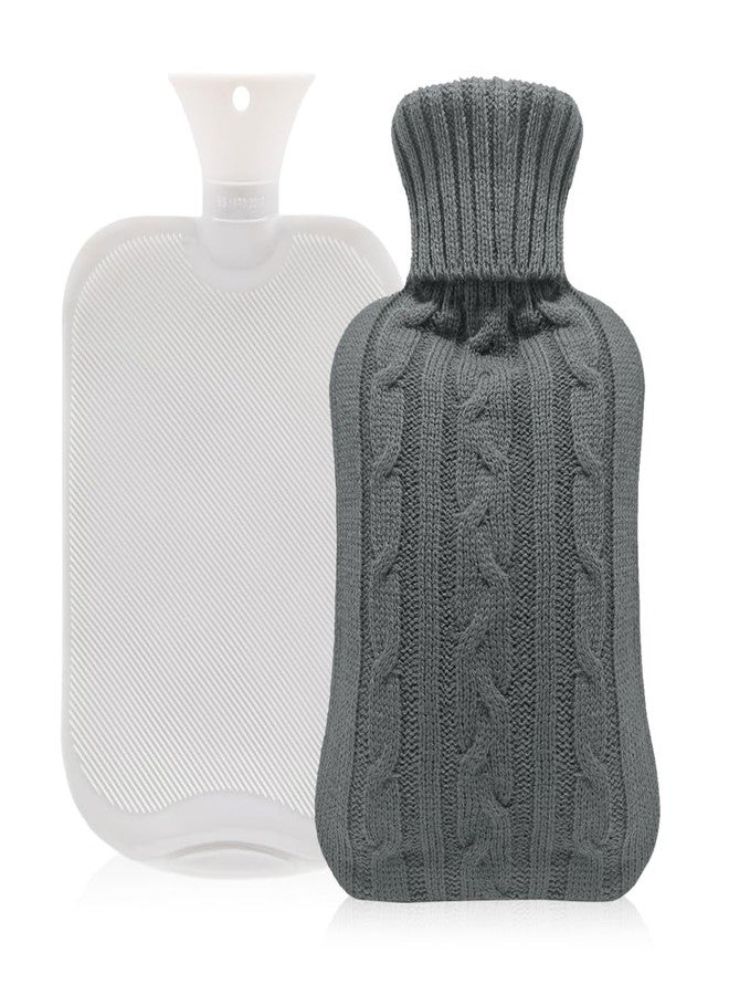 HANNEA® 2L Hot Water Bottle with Soft Knitted Cover, Anti-leak Sealing Stopper for Menstrual Cramps Relief, Hot Compress Therapy - Image 1