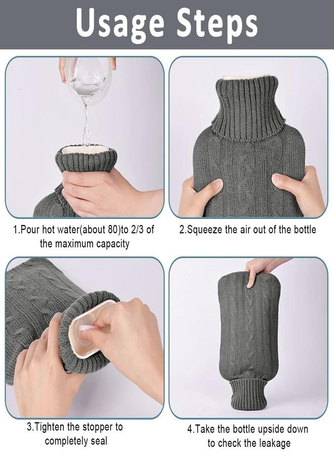 HANNEA® 2L Hot Water Bottle with Soft Knitted Cover, Anti-leak Sealing Stopper for Menstrual Cramps Relief, Hot Compress Therapy - Image 4