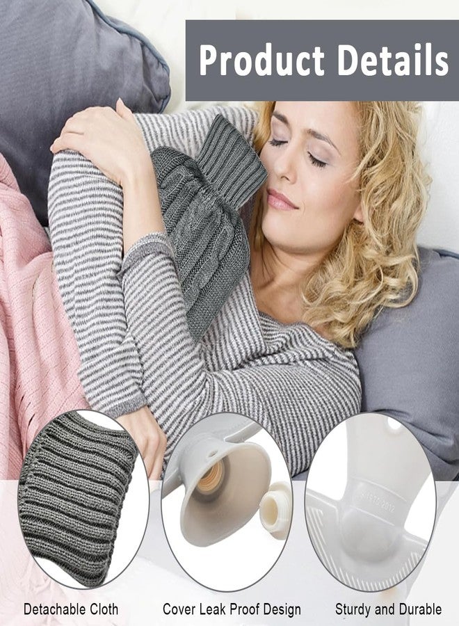 HANNEA® 2L Hot Water Bottle with Soft Knitted Cover, Anti-leak Sealing Stopper for Menstrual Cramps Relief, Hot Compress Therapy - Image 3