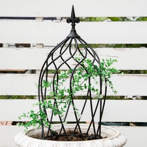 GOOOXIM 23-Inch Metal Obelisk Trellis for Climbing Plants | Sturdy Iron Design, Ideal for Outdoor Roses and Potted Vines | Easy Assembly, Compact Vertical Garden Decor for Indoor & Outdoor Use - Image 1