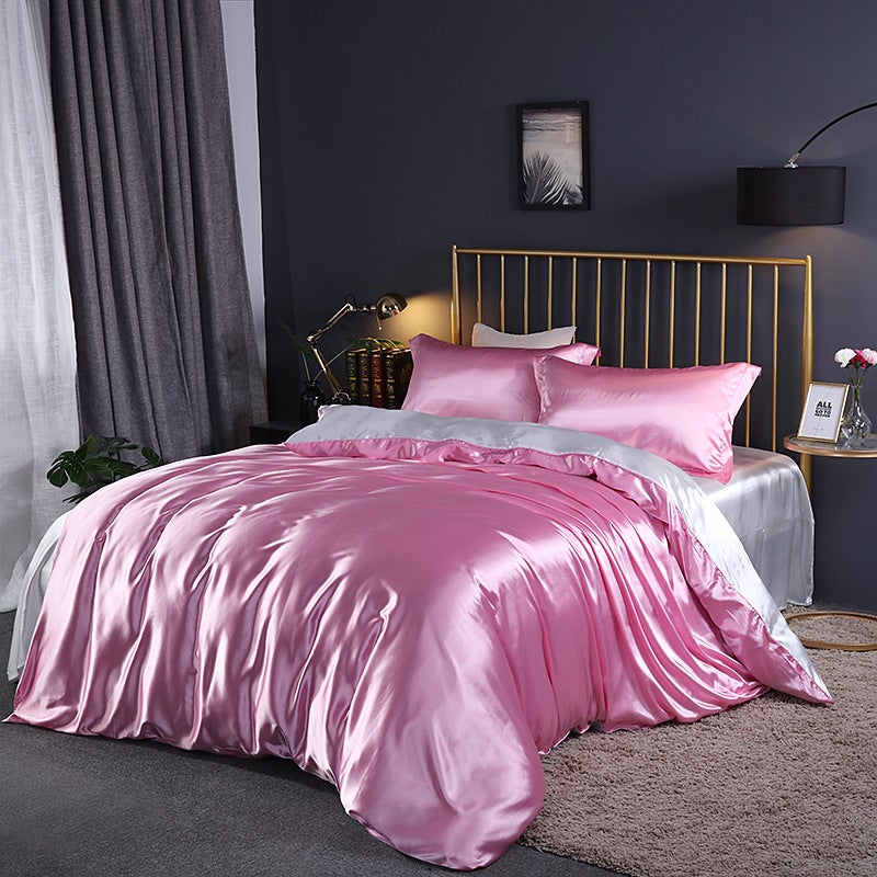 Washed Silk Four-Piece Set Silky Silk Quilt Cover Bed Sheets Ice Silk Bed Sheets 1.8M Bedding Dropshipping - Image 1