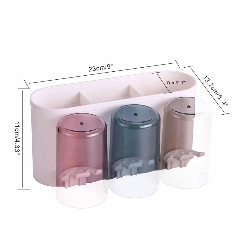 SKOFRI Automatic Toothpaste Dispenser Holder Wall Mount and Toothbrush Holder Multifunctional SpaceSaving Toothbrush Storage Box No Need to Drill 3 Cups - Image 2