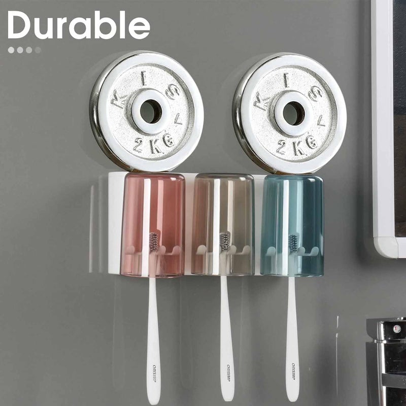 SKOFRI Automatic Toothpaste Dispenser Holder Wall Mount and Toothbrush Holder Multifunctional SpaceSaving Toothbrush Storage Box No Need to Drill 3 Cups - Image 5