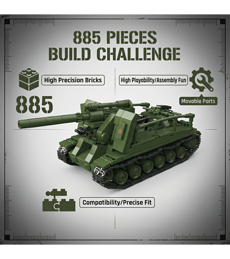 885pcs S51 Self Propelled Artillery Model Kit For Adults And Teens Collection Display Education Historical War Game 14 Plus Model 300030 - Image 1