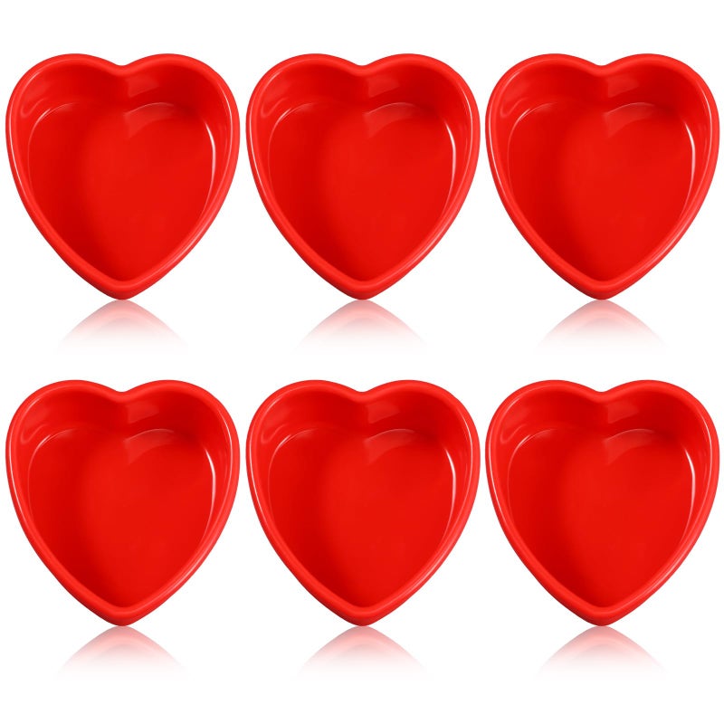Menkxi 6 Pcs Silicone Heart Shaped Cake Pans 4 Inches Mini Heart Cake Pan Nonstick Chocolate Mold Baking Pan Baking Tray Bakeware for Valentine Birthday Cupcake Muffin Tool(Red) - Image 1
