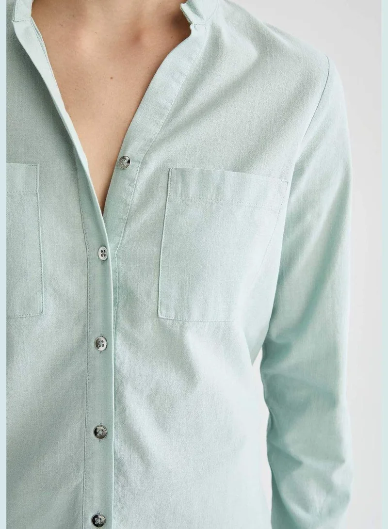 DeFacto Judge Collar Cotton Poplin Shirt With Pocket Detail