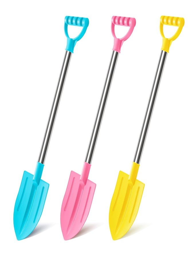Dsmile 3 PCS Beach Shovels for Kids, 25" Long Sand Shovel Gardening Tools Snow Shovel Sturdy Stainless Steel Handle ABS Plastic Spade for Digging Sand Shoveling Snow Fun Set - Image 1