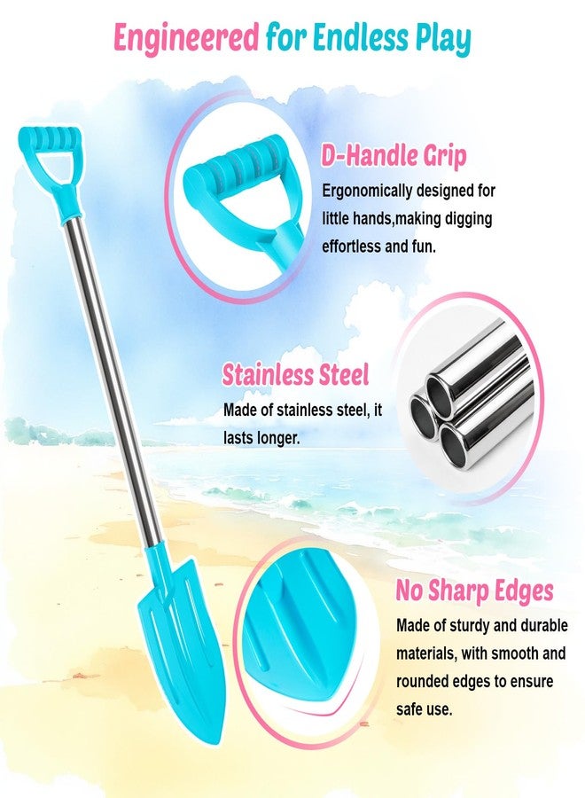 Dsmile 3 PCS Beach Shovels for Kids, 25" Long Sand Shovel Gardening Tools Snow Shovel Sturdy Stainless Steel Handle ABS Plastic Spade for Digging Sand Shoveling Snow Fun Set - Image 3