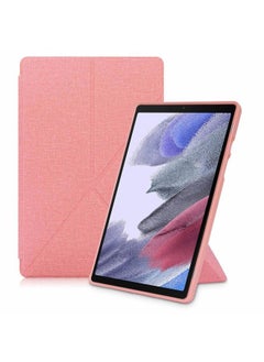 Case Cover For Samsung Galaxy Tab A7 10.4 2020 T500 Cloth Texture Multi-folding Horizontal Flip PU Leather Shockproof Case with Holder & Sleep / Wake-up Function Pink