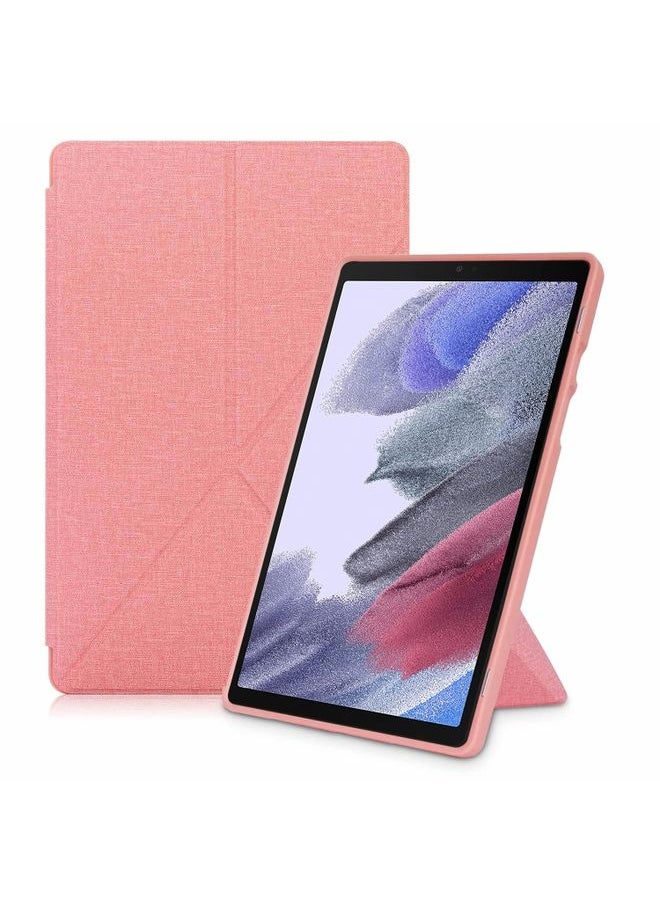 HuHa - Case Cover For Samsung Galaxy Tab A7 10.4 2020 T500 Cloth Texture Multi-folding Horizontal Flip PU Leather Shockproof Case with Holder & Sleep / Wake-up Function Pink - Image 1