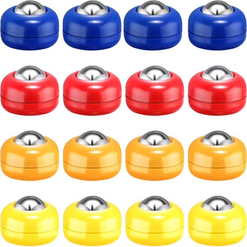 Gejoy 16 Pieces Mini Shuffleboard Replacement Pucks Tabletop Equipment Rollers Set Shuffleboard Curling Accessories (Red, Blue, Orange, Yellow) - Image 1