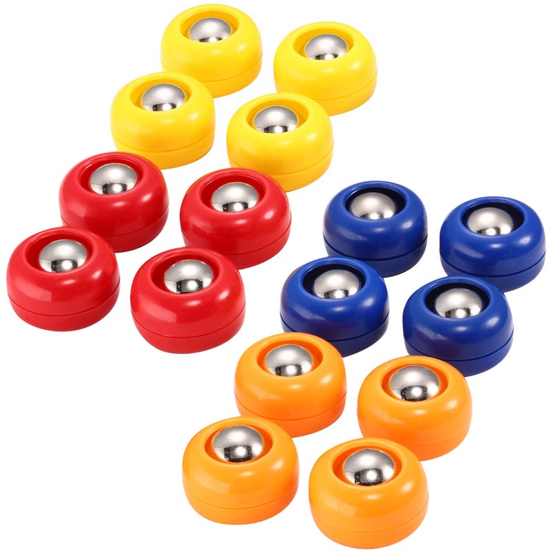 Gejoy 16 Pieces Mini Shuffleboard Replacement Pucks Tabletop Equipment Rollers Set Shuffleboard Curling Accessories (Red, Blue, Orange, Yellow) - Image 5