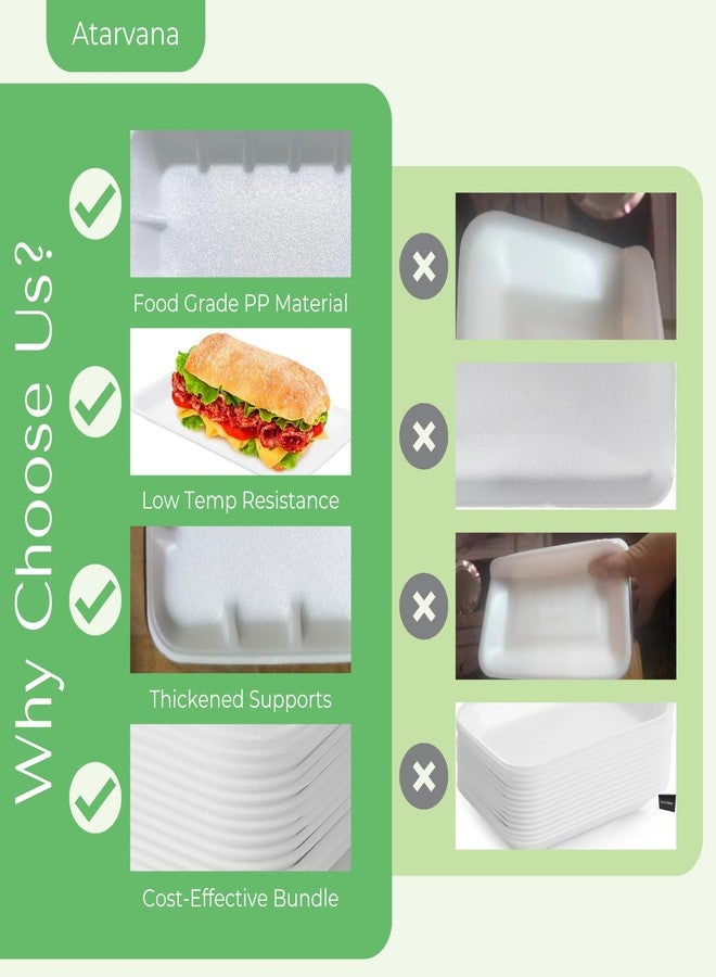 Atarvana 60pcs Crafts Foam Trays 8.26"x 5.9", White Foam Meat Tray Food Tray Paint and Ink Mixing Trays School Printmaking Trays for DIY Crafts Disposable Fruit Trays, BBQ Grill Roast Food Plates - Image 5