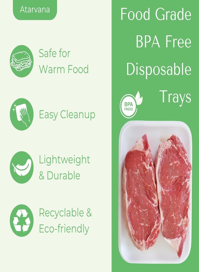 Atarvana 60pcs Crafts Foam Trays 8.26"x 5.9", White Foam Meat Tray Food Tray Paint and Ink Mixing Trays School Printmaking Trays for DIY Crafts Disposable Fruit Trays, BBQ Grill Roast Food Plates - Image 3