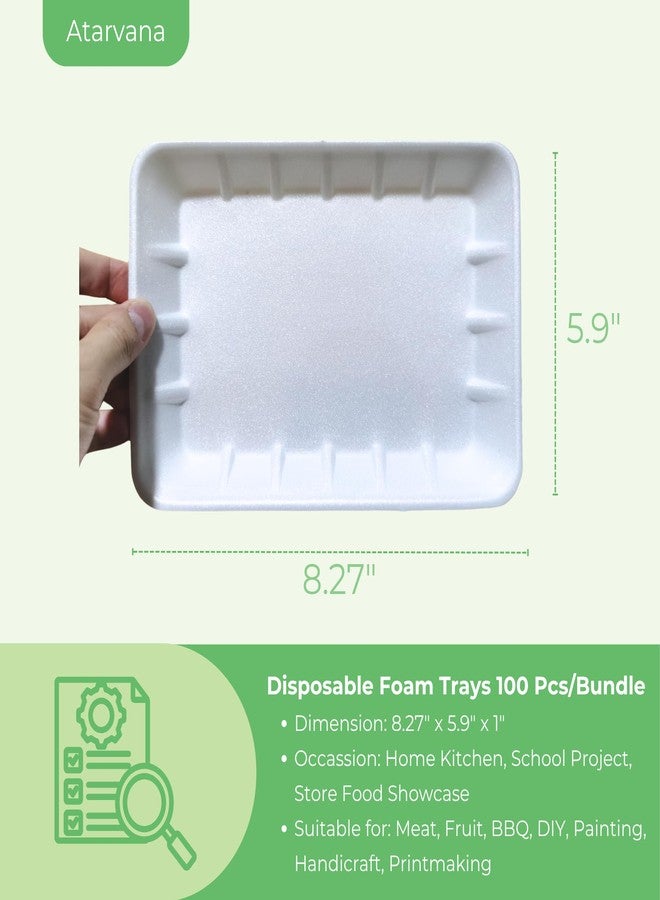 Atarvana 60pcs Crafts Foam Trays 8.26"x 5.9", White Foam Meat Tray Food Tray Paint and Ink Mixing Trays School Printmaking Trays for DIY Crafts Disposable Fruit Trays, BBQ Grill Roast Food Plates - Image 4