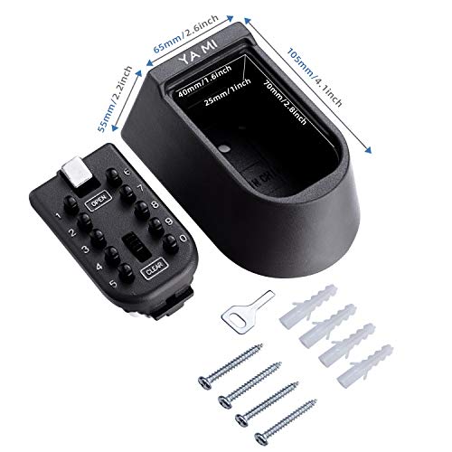 YA MI Exterior Outdoor Waterproof Hide Wall Mounted Key Safe Box - House use Key Storage Lock Box,Key Lock Box(Black) - Image 5