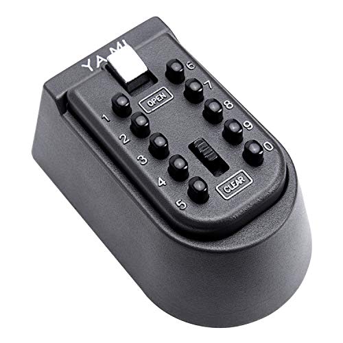 YA MI Exterior Outdoor Waterproof Hide Wall Mounted Key Safe Box - House use Key Storage Lock Box,Key Lock Box(Black) - Image 1