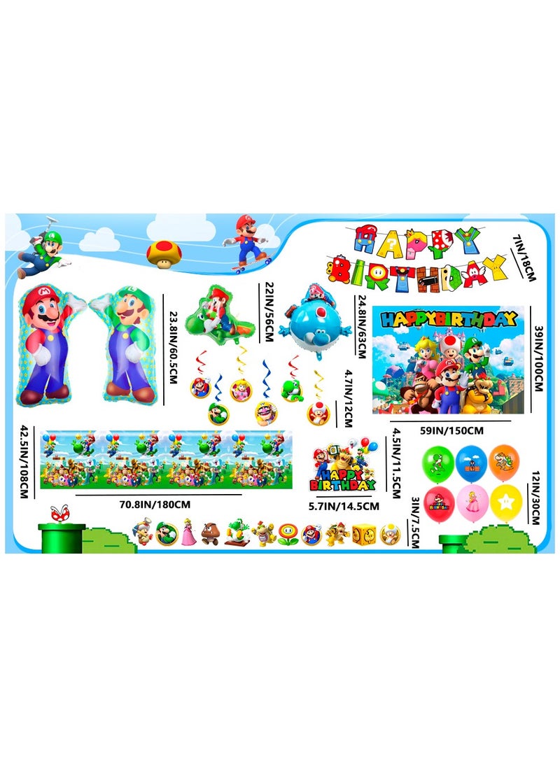 FRUITFUL PARTY Super Mario Birthday Party Supplies, 68pcs Super Mario Party Decorations Set Mario Bros Birthday Decorations Banner Backdrop Tablecloth Balloons  - Image 3