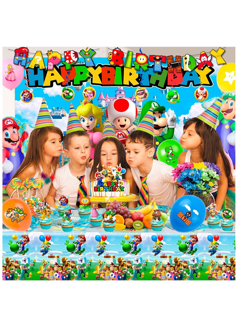 FRUITFUL PARTY Super Mario Birthday Party Supplies, 68pcs Super Mario Party Decorations Set Mario Bros Birthday Decorations Banner Backdrop Tablecloth Balloons  - Image 5